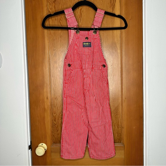 Oshkosh Stripe Overalls Pink  3-9M